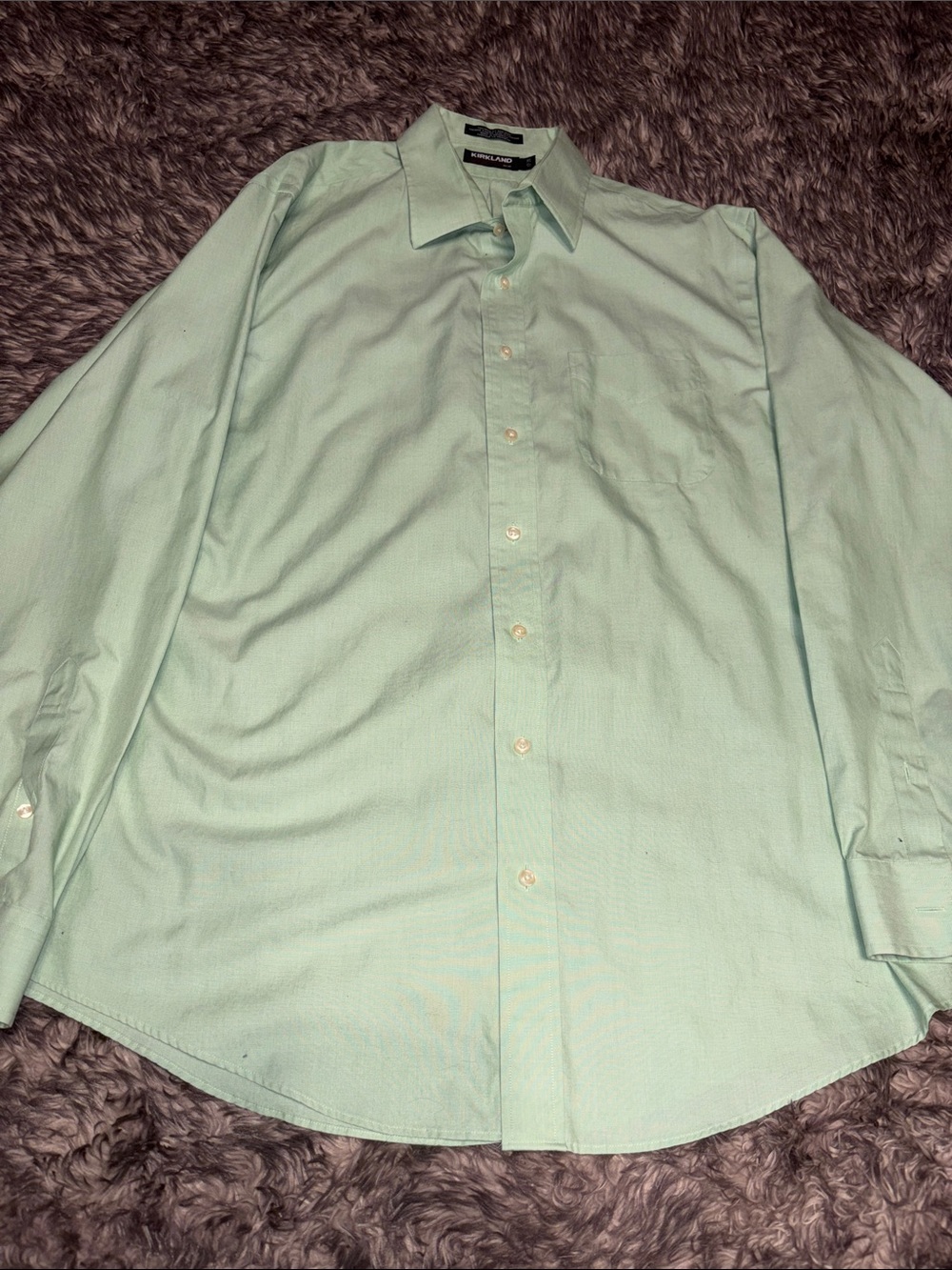 Kirkland Signature Light Mint Green Men’s Long-Sleeve Dress Shirt